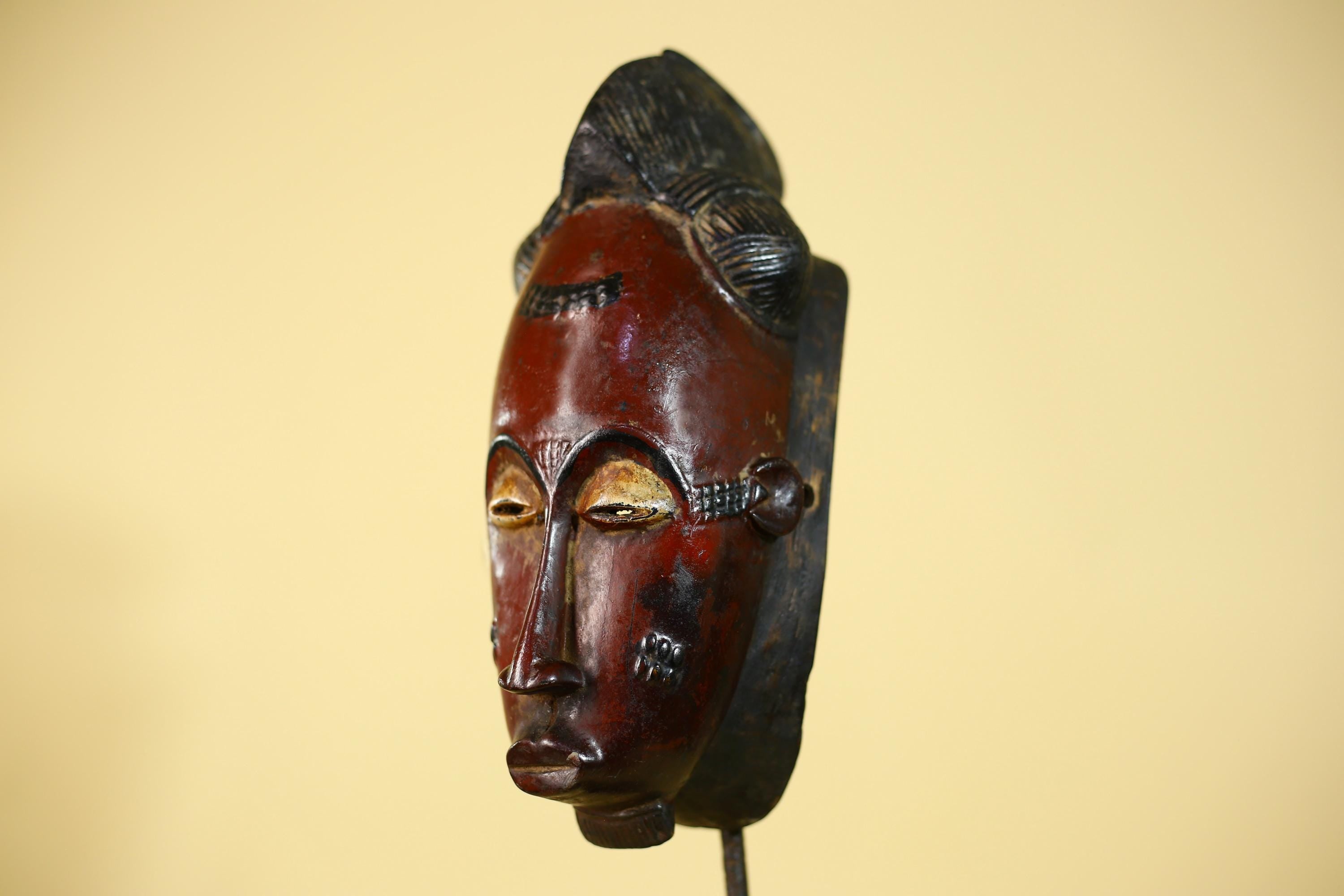African Mask Wooden Baule Tribal Wall Art- Handmade African Sculpture-G6154
