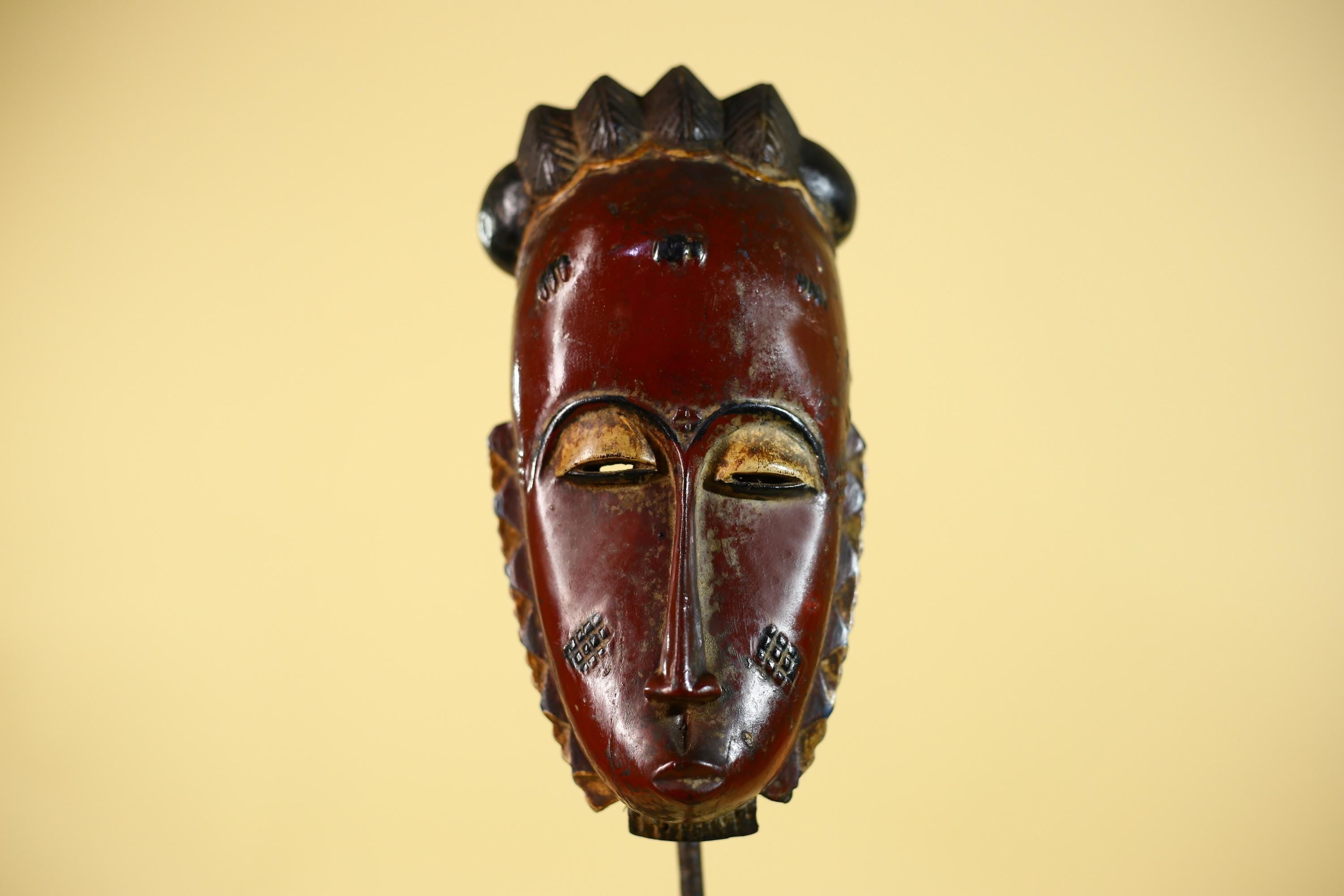 African Wooden Mask with Elongated Face – Baule Style Tribal Art-G6155