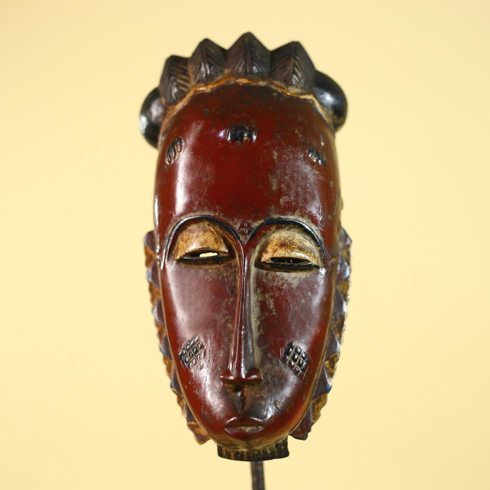 African Wooden Mask with Elongated Face – Baule Style Tribal Art-G6155