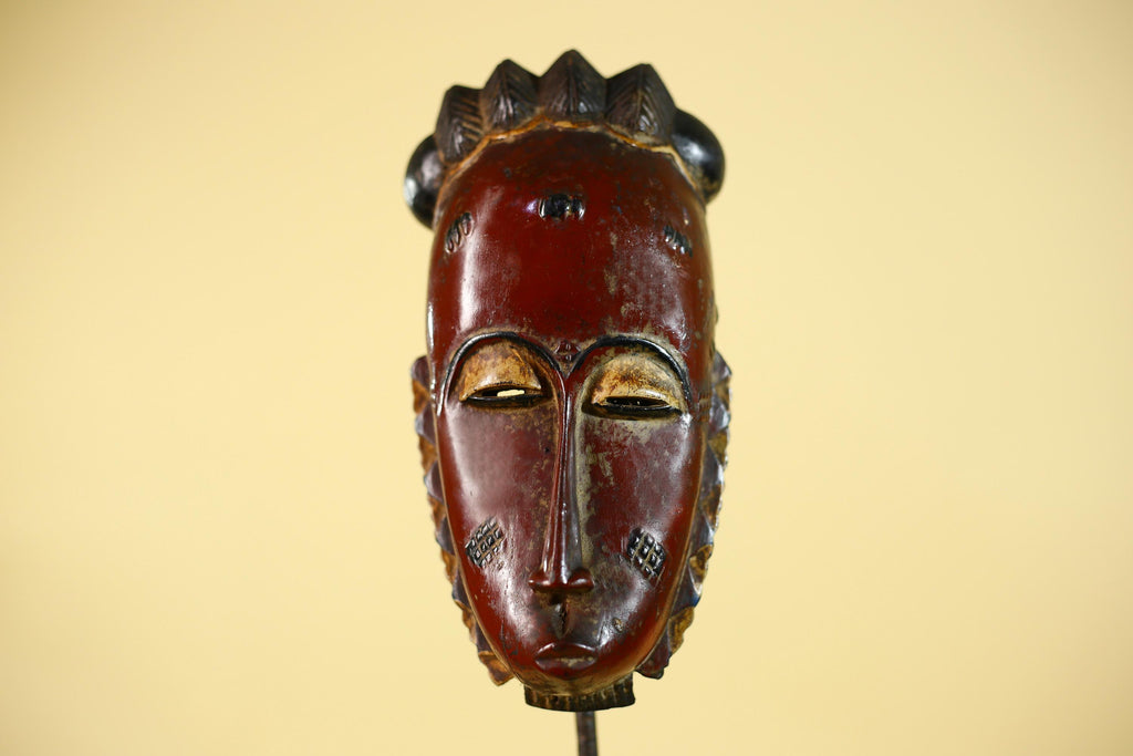African Wooden Mask with Elongated Face – Baule Style Tribal Art-G6155