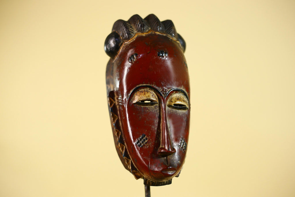 African Wooden Mask with Elongated Face – Baule Style Tribal Art-G6155