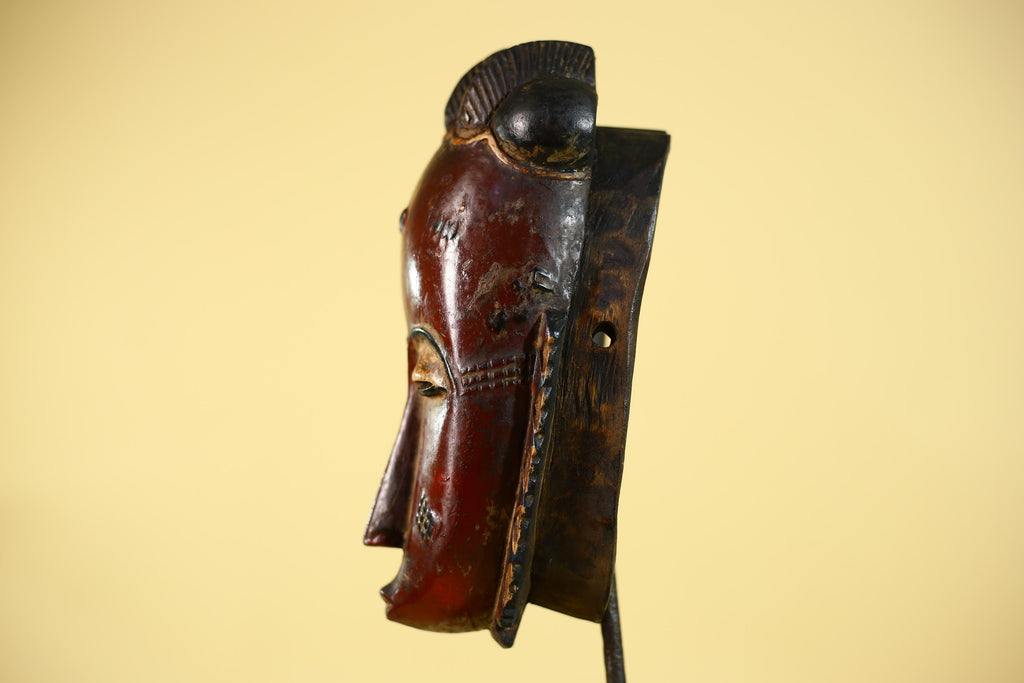 African Wooden Mask with Elongated Face – Baule Style Tribal Art-G6155