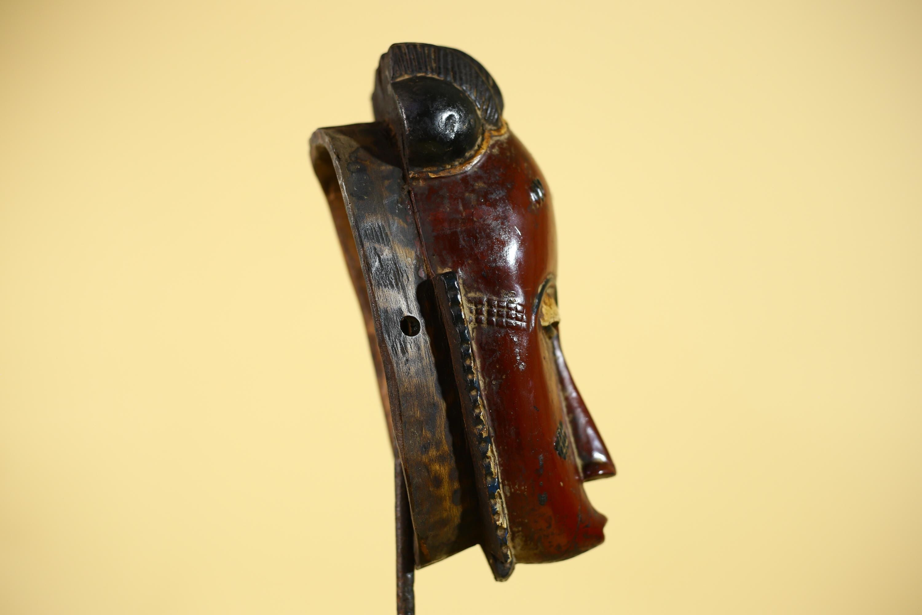 African Wooden Mask with Elongated Face – Baule Style Tribal Art-G6155