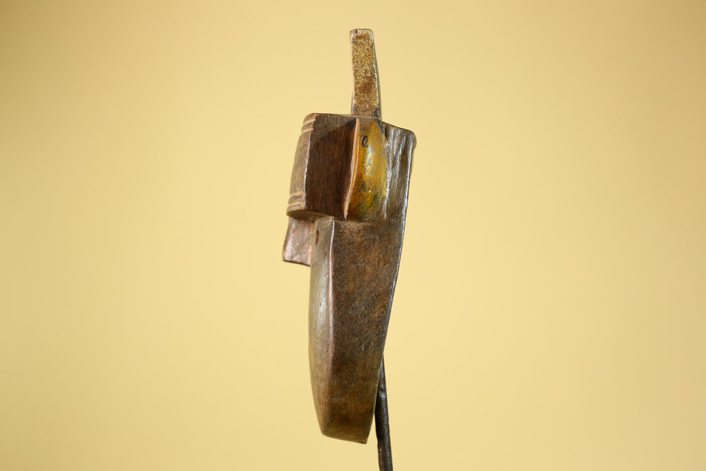 Authentic Dan Horn Mask, African Tribal Ceremony Wall Sculpture-G6244