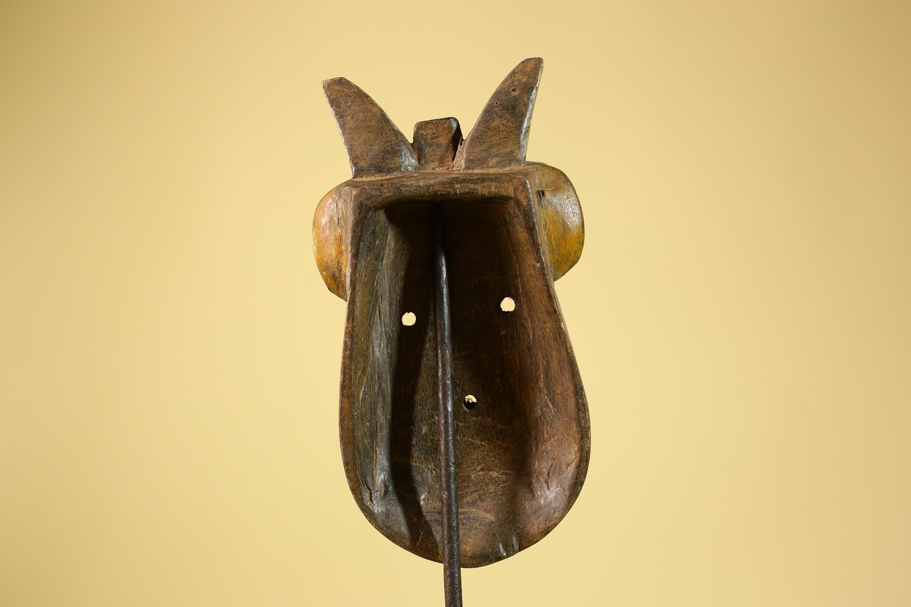 Authentic Dan Horn Mask, African Tribal Ceremony Wall Sculpture-G6244