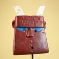 Bwa Style Horned Mask; Red Plank African Tribal Art, Handmade Wood-G6245