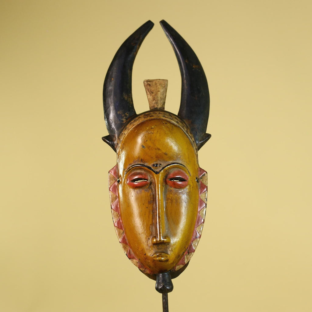 Baule African Mask Wooden Tribal Wall Art- Vintage African Art-G6158