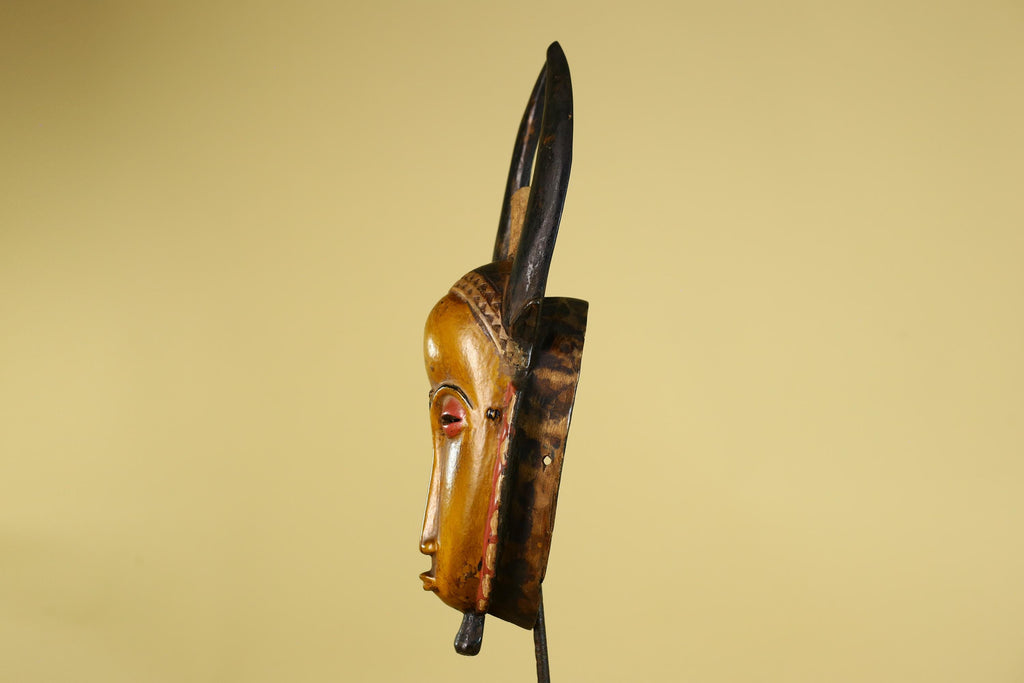 Baule African Mask Wooden Tribal Wall Art- Vintage African Art-G6158