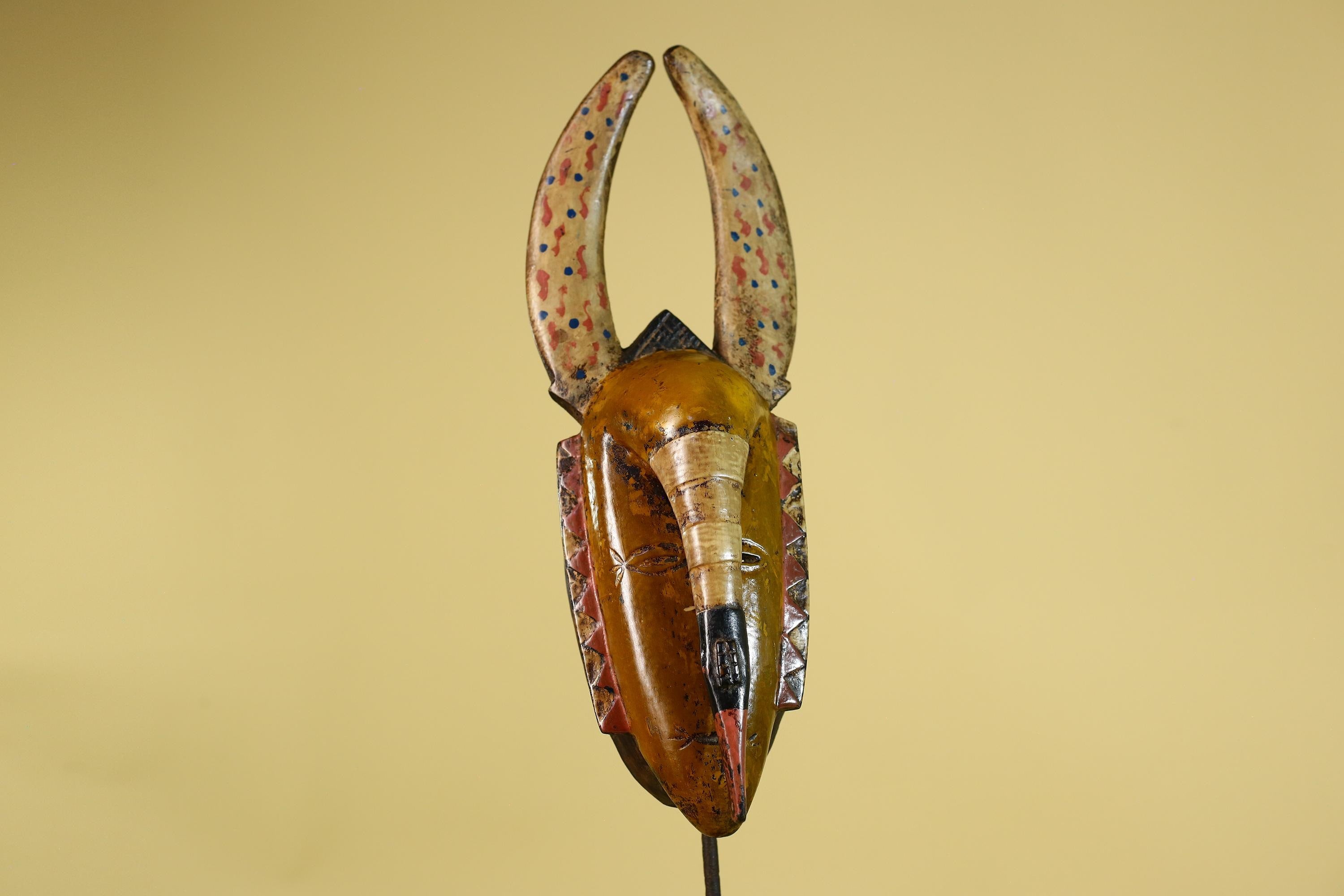 Baule African Mask Wooden Tribal Wall Art Vintage African Art-G6159