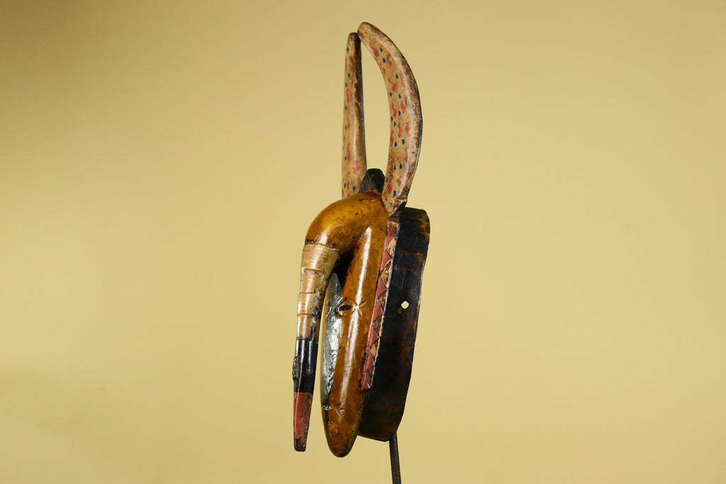 Baule African Mask Wooden Tribal Wall Art Vintage African Art-G6159