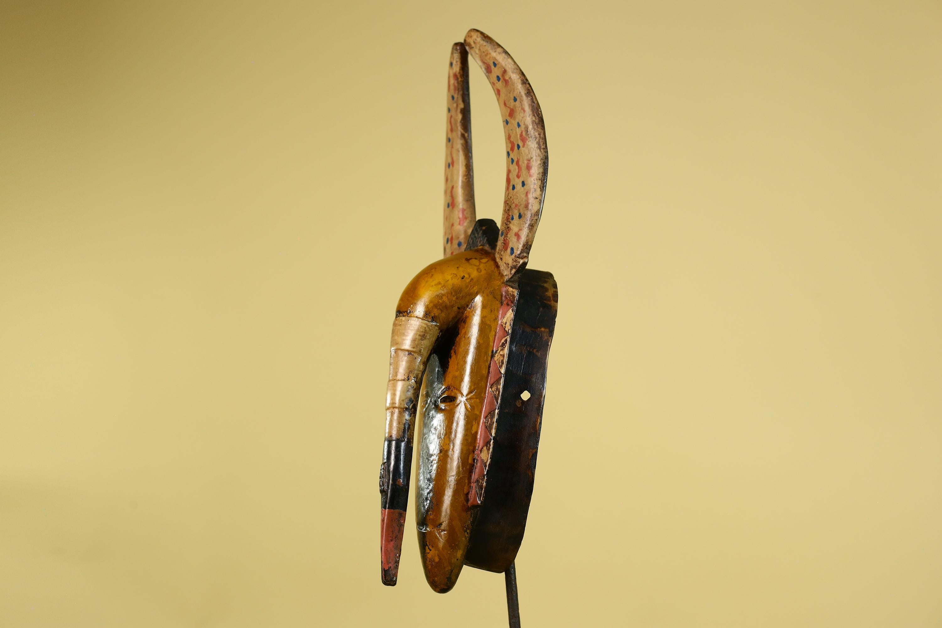 Baule African Mask Wooden Tribal Wall Art Vintage African Art-G6159