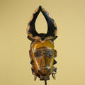 African Wooden Mask with Open Crest – Baule Style Tribal Wall Art-G6160