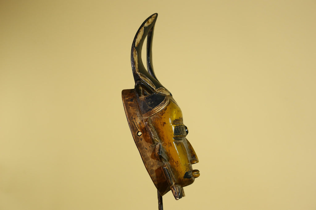 African Wooden Mask with Open Crest – Baule Style Tribal Wall Art-G6160
