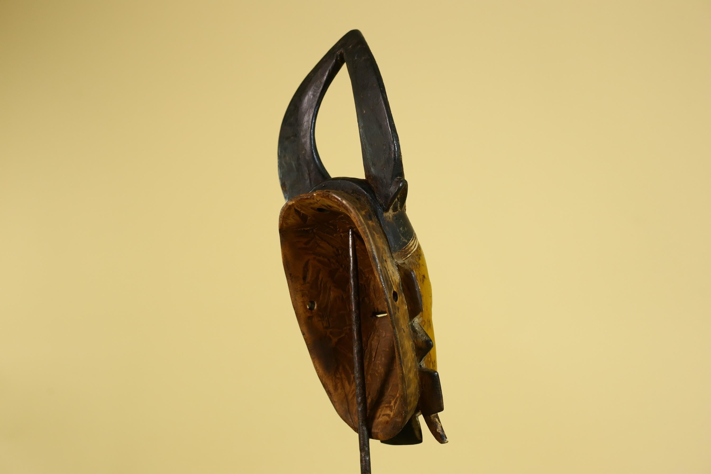 African Wooden Mask with Open Crest – Baule Style Tribal Wall Art-G6160
