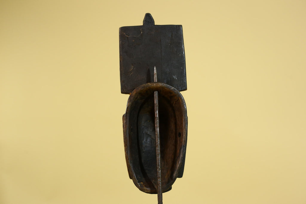 African Wooden Mask with Tall Crest – Baule Tribal Wall Art-G6161