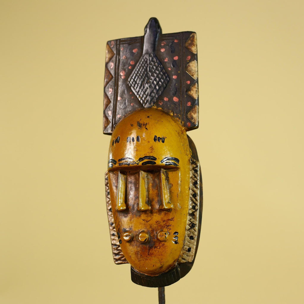 African Wooden Mask with Tall Crest – Baule Tribal Wall Art-G6161