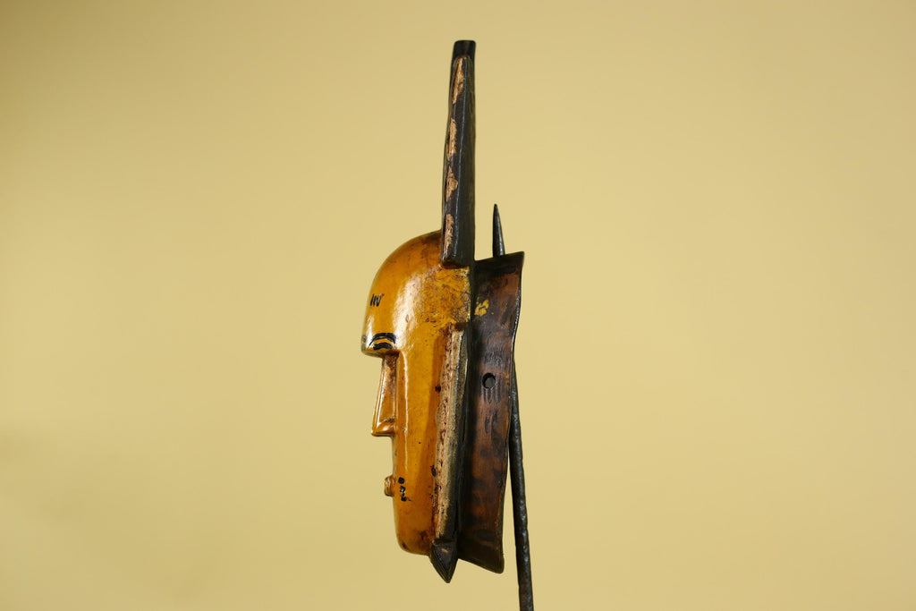 African Wooden Mask with Tall Crest – Baule Tribal Wall Art-G6161