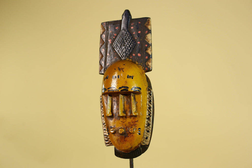 African Wooden Mask with Tall Crest – Baule Tribal Wall Art-G6161