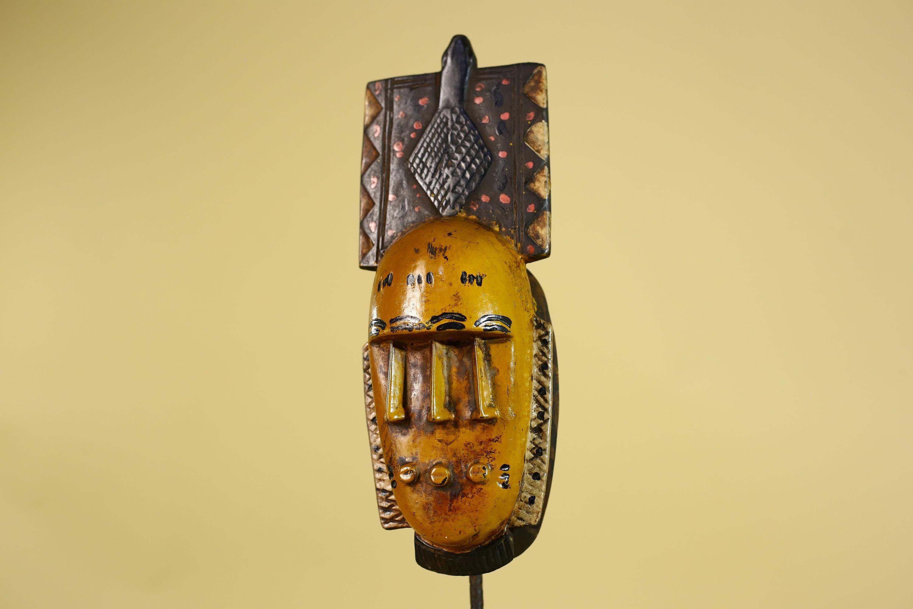 African Wooden Mask with Tall Crest – Baule Tribal Wall Art-G6161
