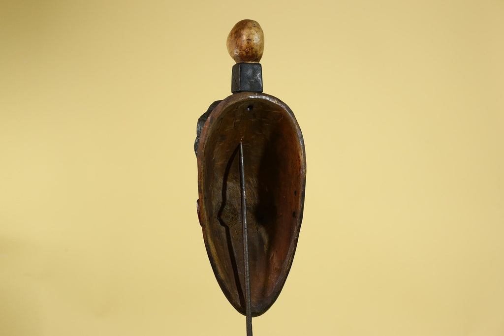 African Wooden Mask with Scarification – Baule Tribal Wall Art-G6162