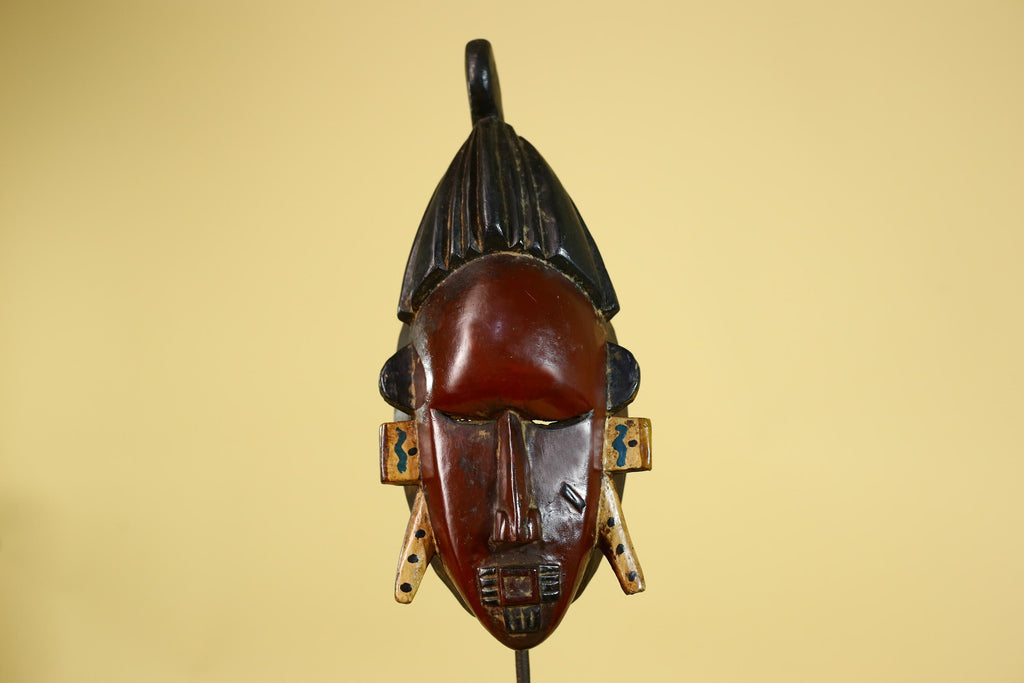 African Wooden Baule Mask – Tribal Wall Art, Côte d’Ivoire Tribal Art-G6163