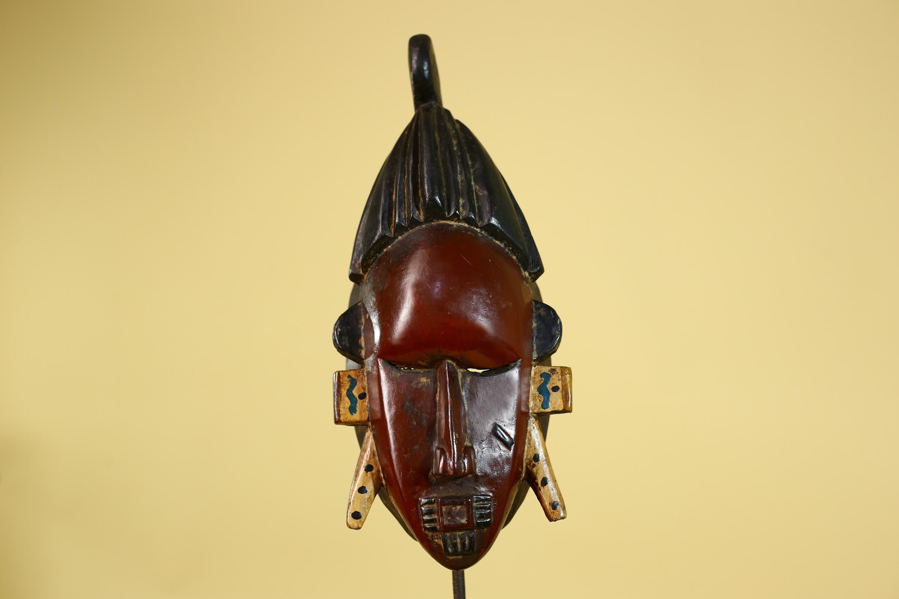 African Wooden Baule Mask – Tribal Wall Art, Côte d’Ivoire Tribal Art-G6163