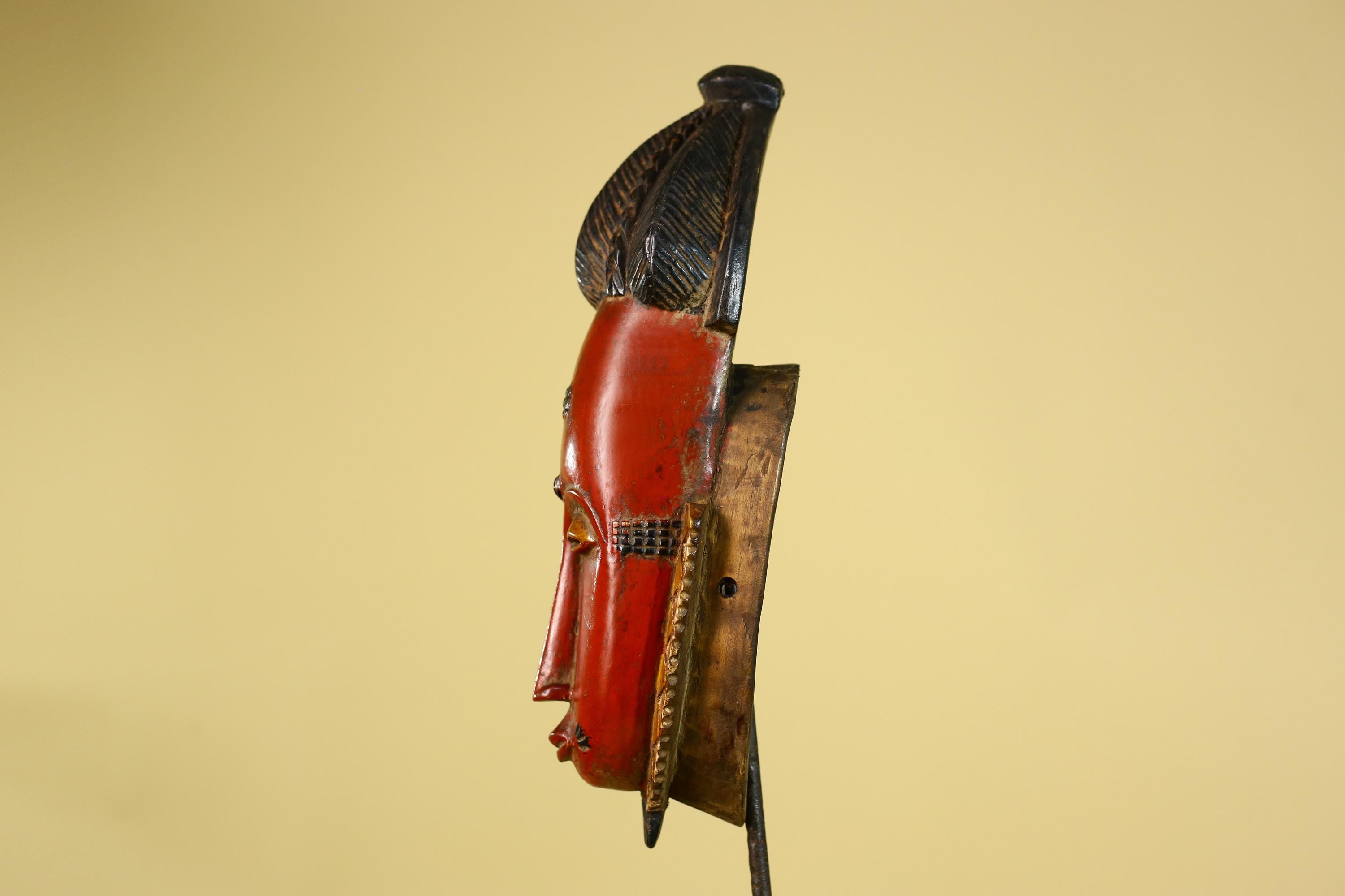 Baule African Mask – Hand Carved Wooden Tribal Art, Vintage African Wall Decor-G6165