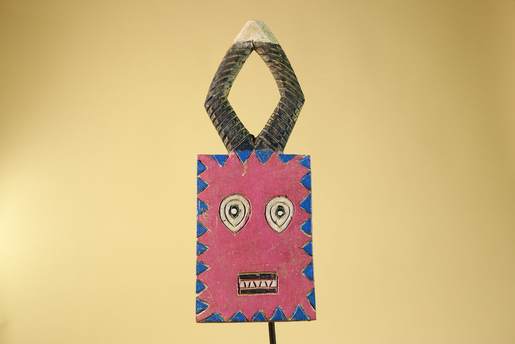 African Bwa Mask Painted Wood Tribal Handmade Vintage African Art-G6247