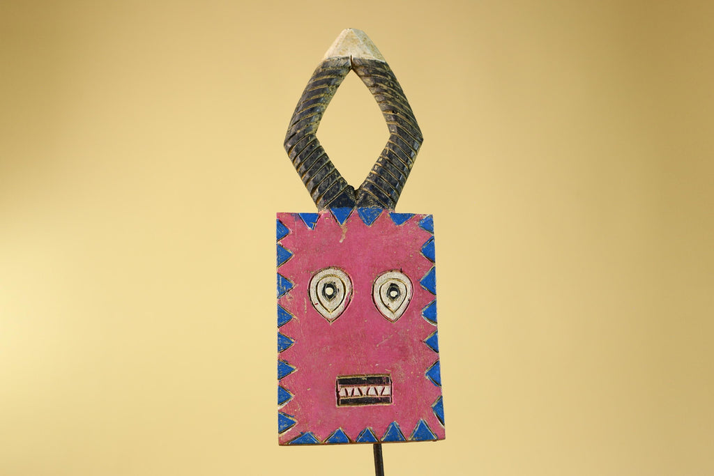 African Bwa Mask Painted Wood Tribal Handmade Vintage African Art-G6247