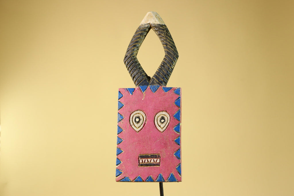African Bwa Mask Painted Wood Tribal Handmade Vintage African Art-G6247