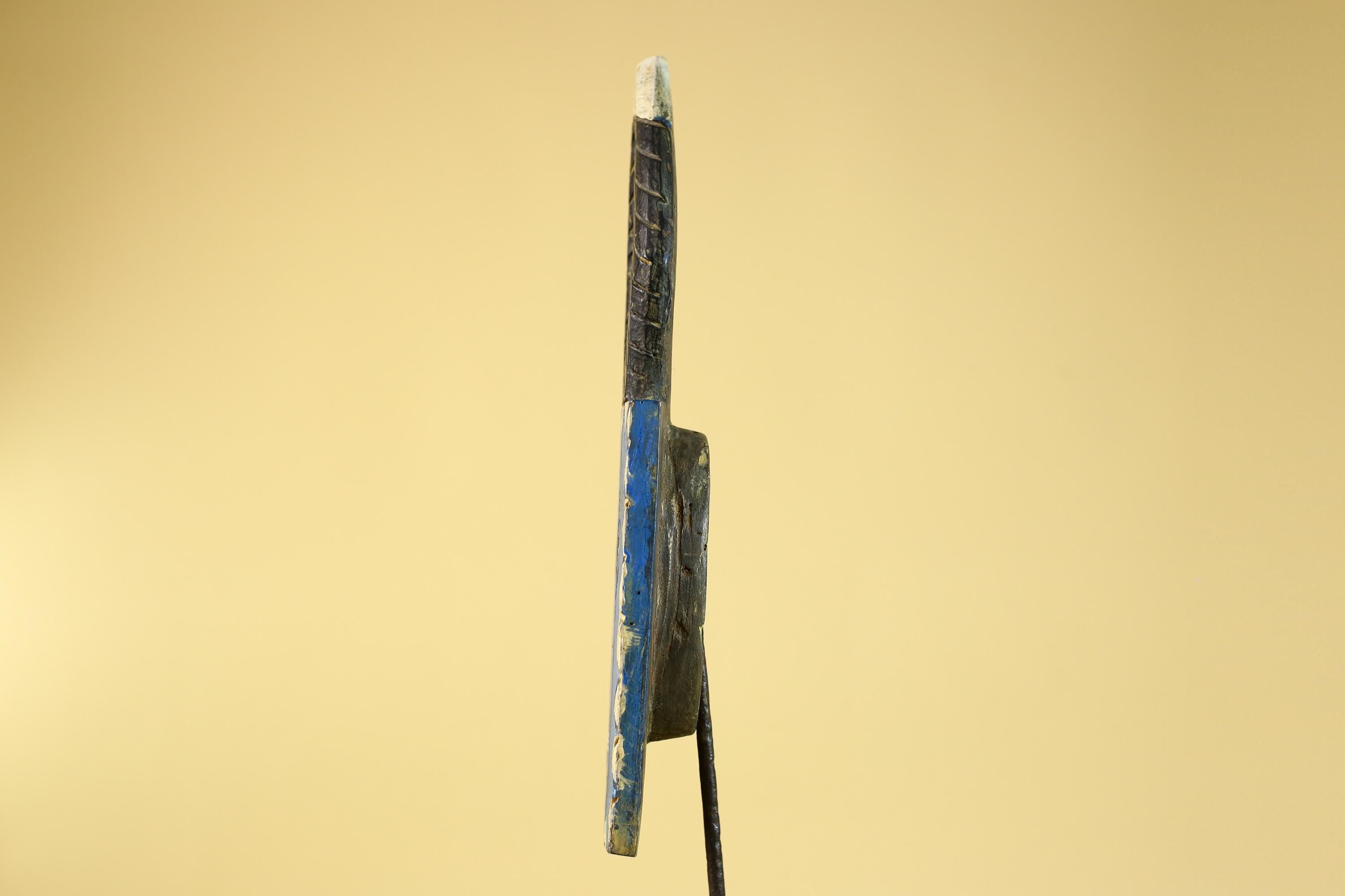 African Bwa Mask Blue Painted Wood Tribal Handmade Vintage African Art-G6248