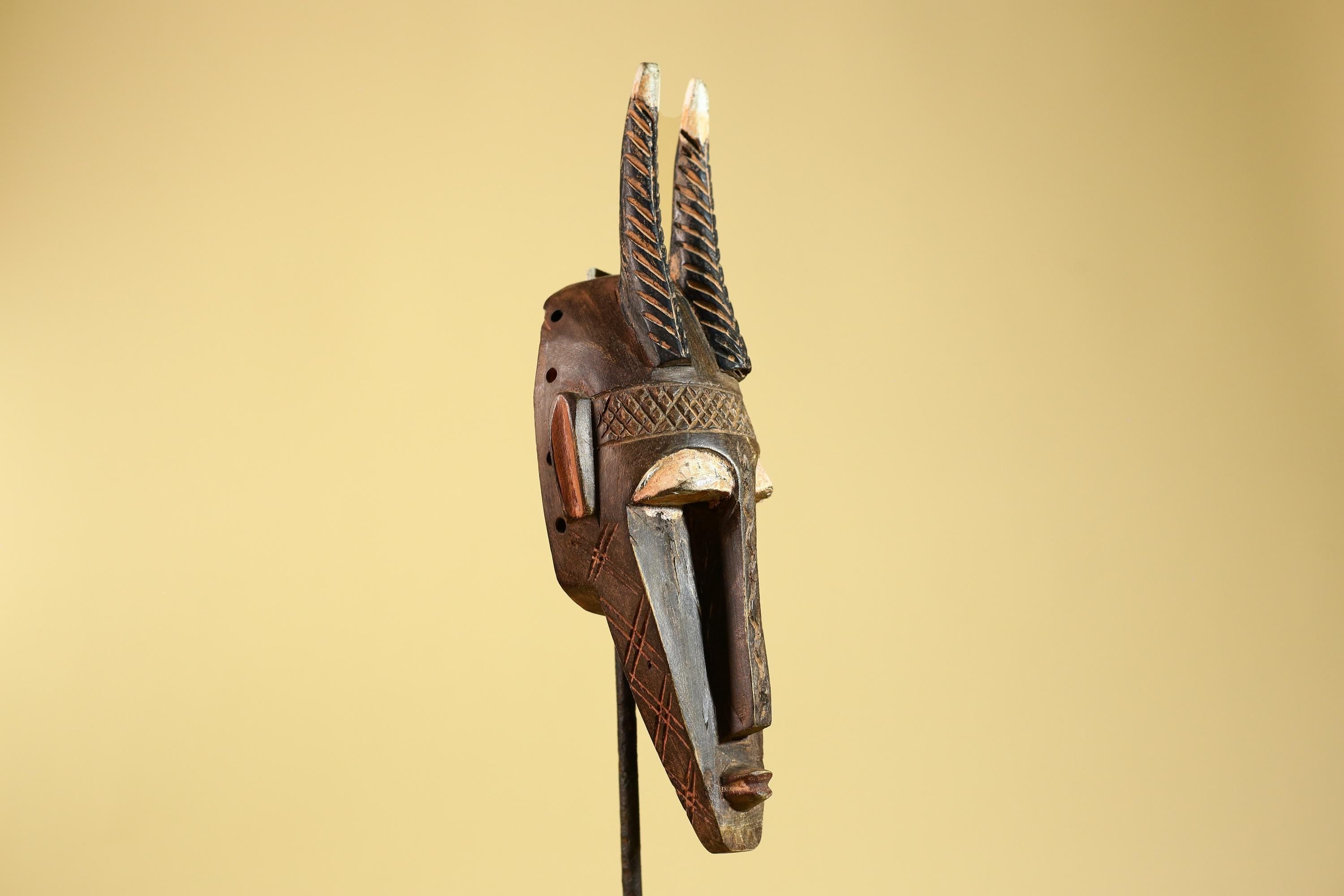 African Mask Bambara Hand Carved Wood Tribal Antelope African Art-G6251