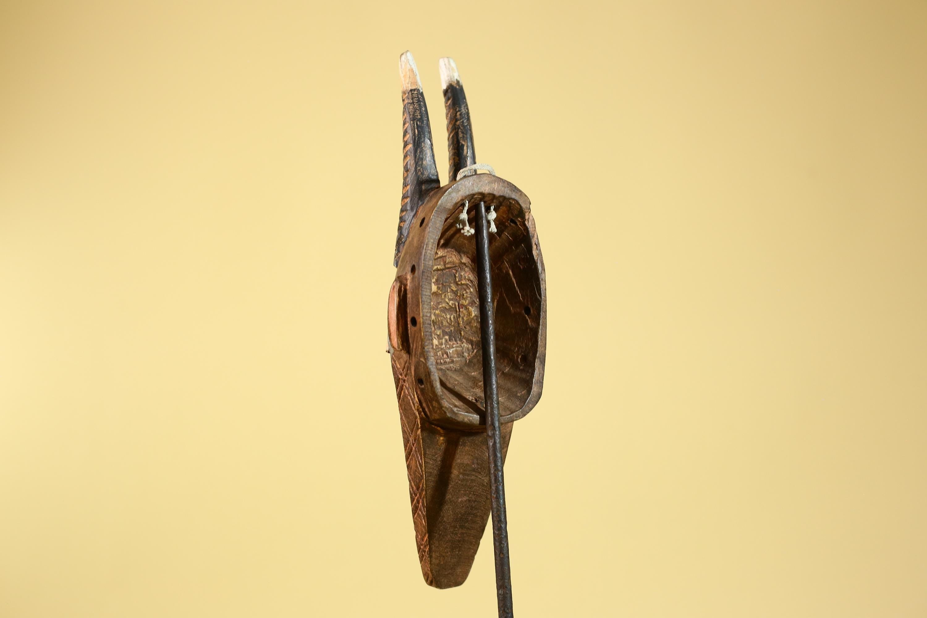 African Mask Bambara Hand Carved Wood Tribal Antelope African Art-G6251