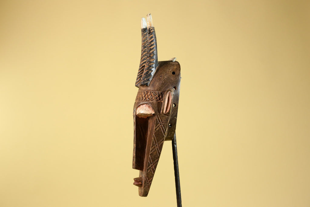African Mask Bambara Hand Carved Wood Tribal Antelope African Art-G6251