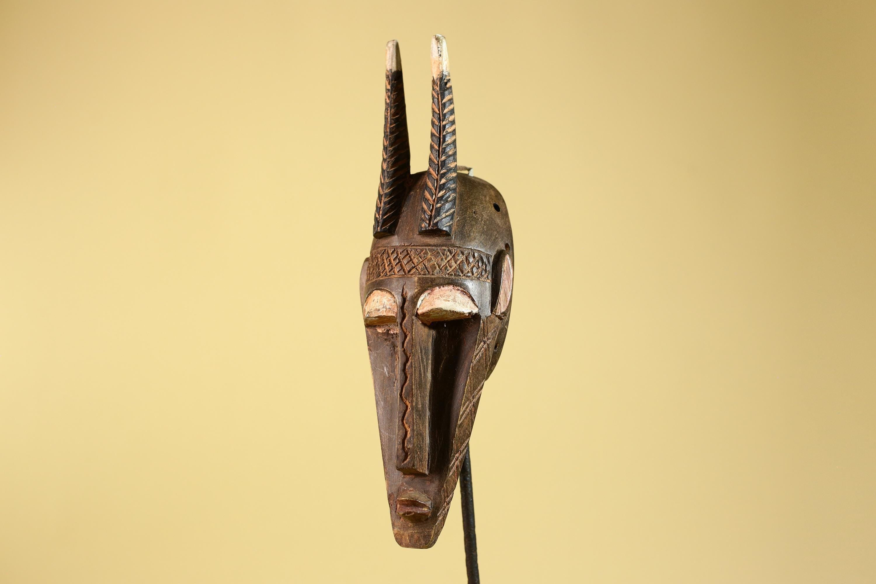 African Mask Bambara Hand Carved Wood Tribal Antelope African Art-G6251
