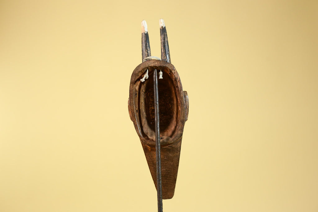 African Mask Bambara Hand Carved Wood Tribal Antelope African Art-G6251