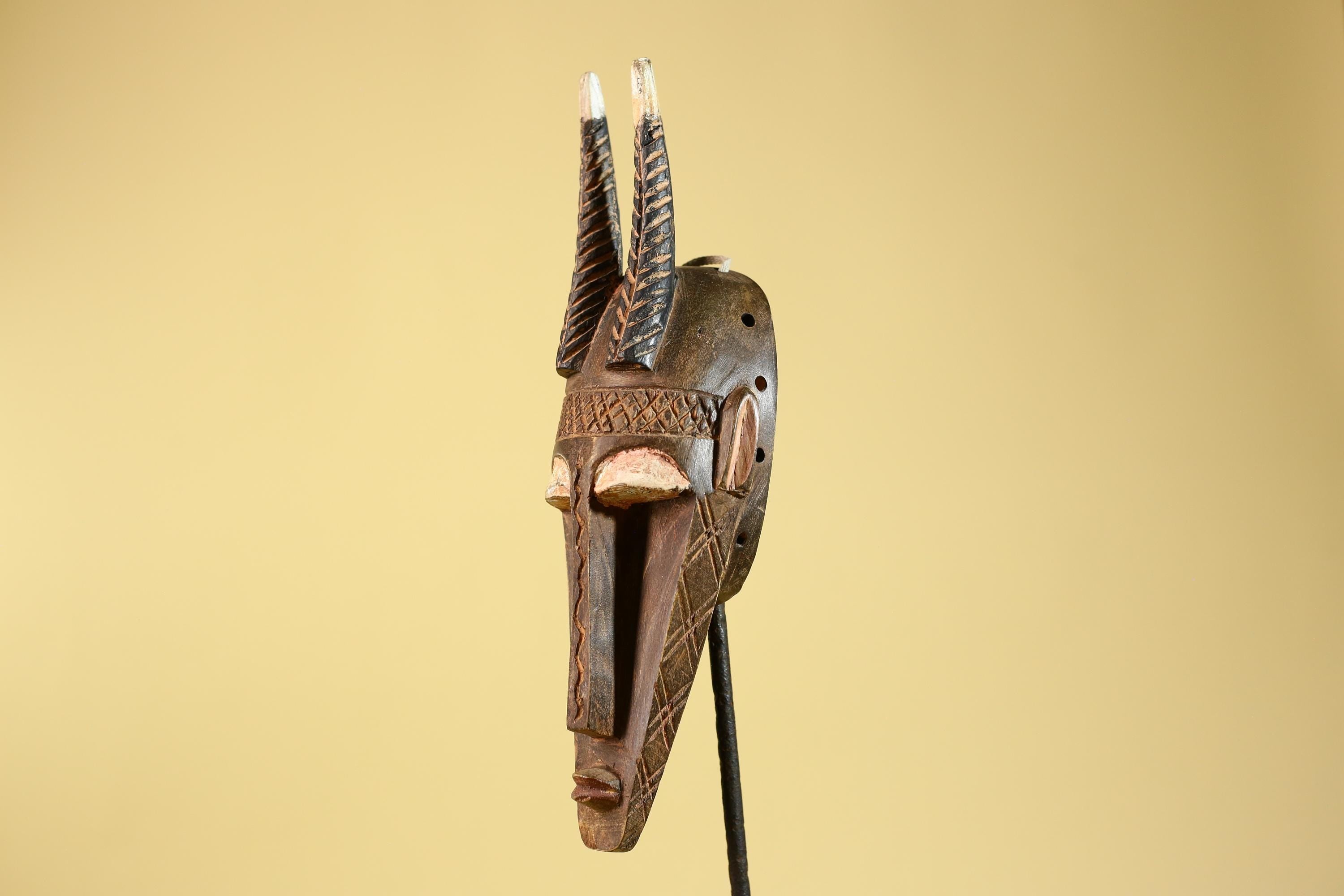 African Mask Bambara Hand Carved Wood Tribal Antelope African Art-G6251
