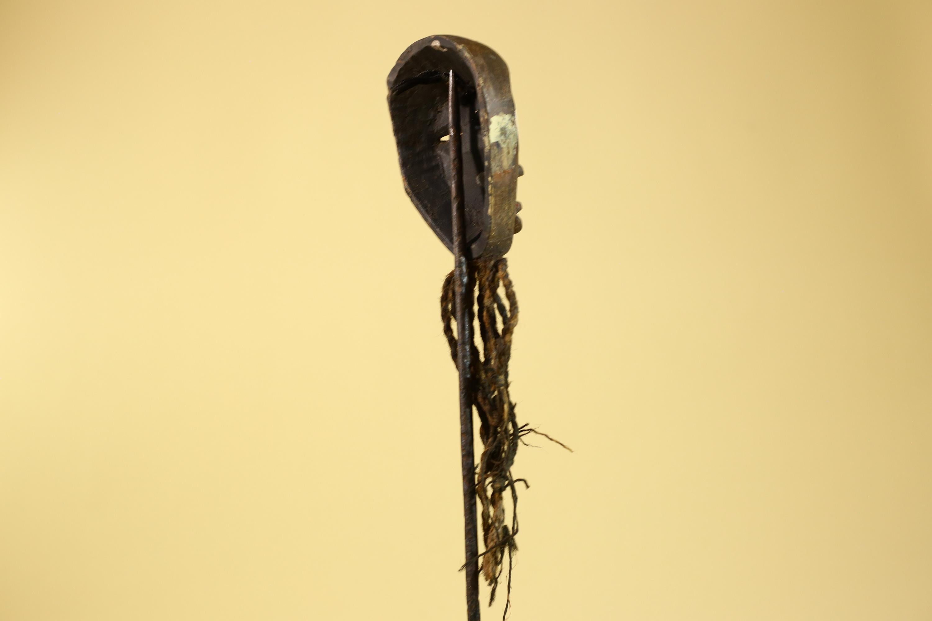 African Handmade Dan Wood Mask Narrow Face With Beard Ritual Vintage Art-G6252