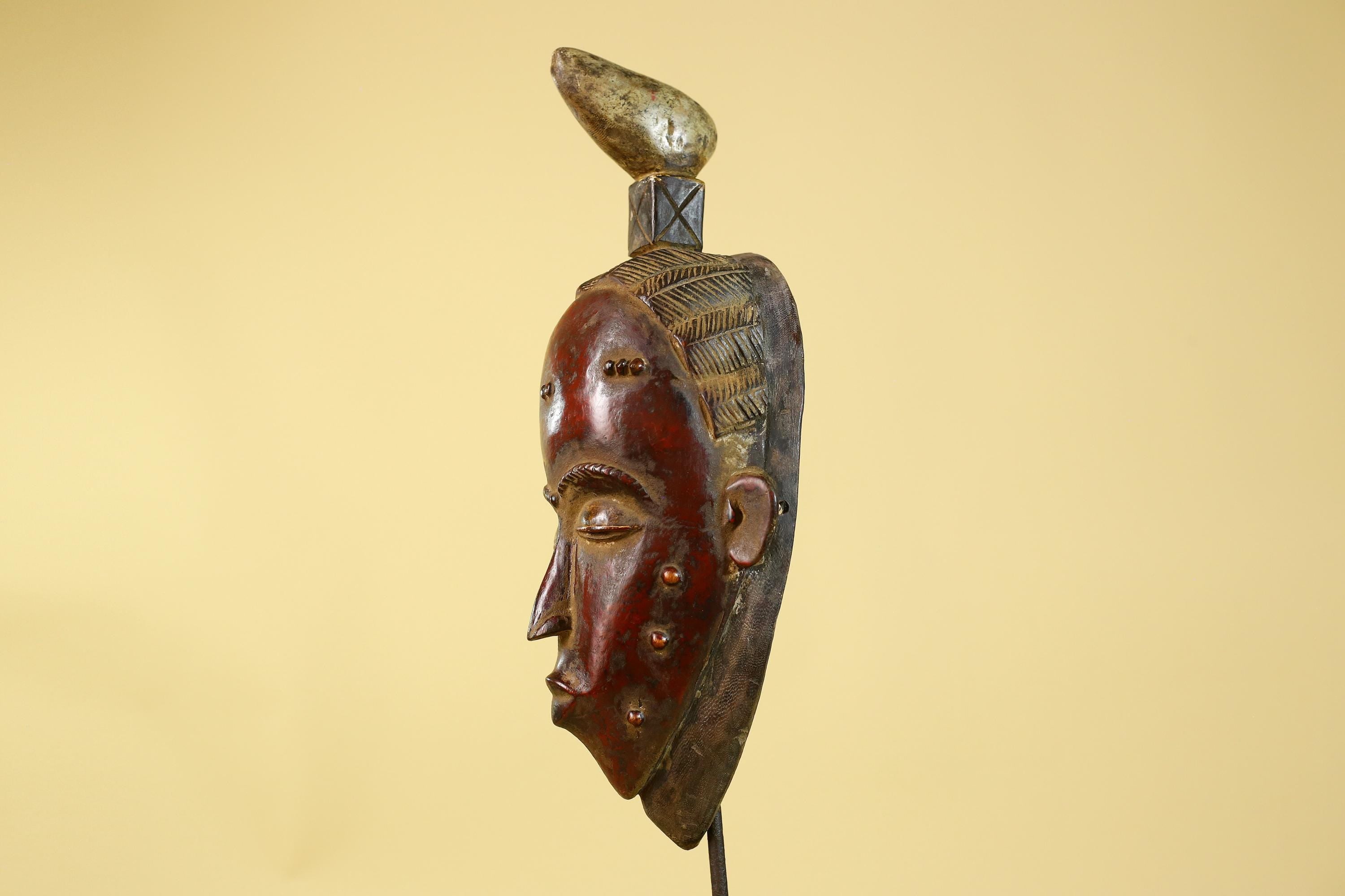 Baule African Mask Hand Carved Wooden Tribal Art Vintage Wall Decor-G6168