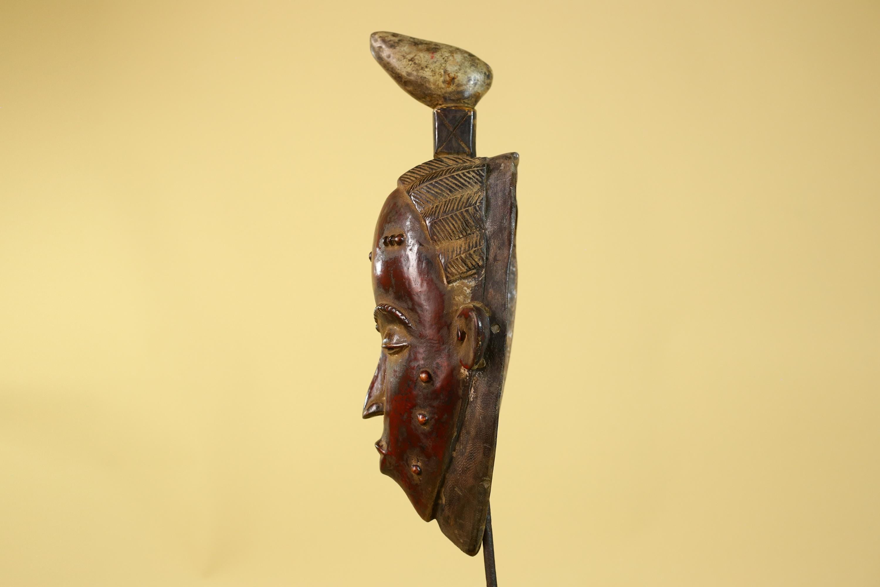 Baule African Mask Hand Carved Wooden Tribal Art Vintage Wall Decor-G6168