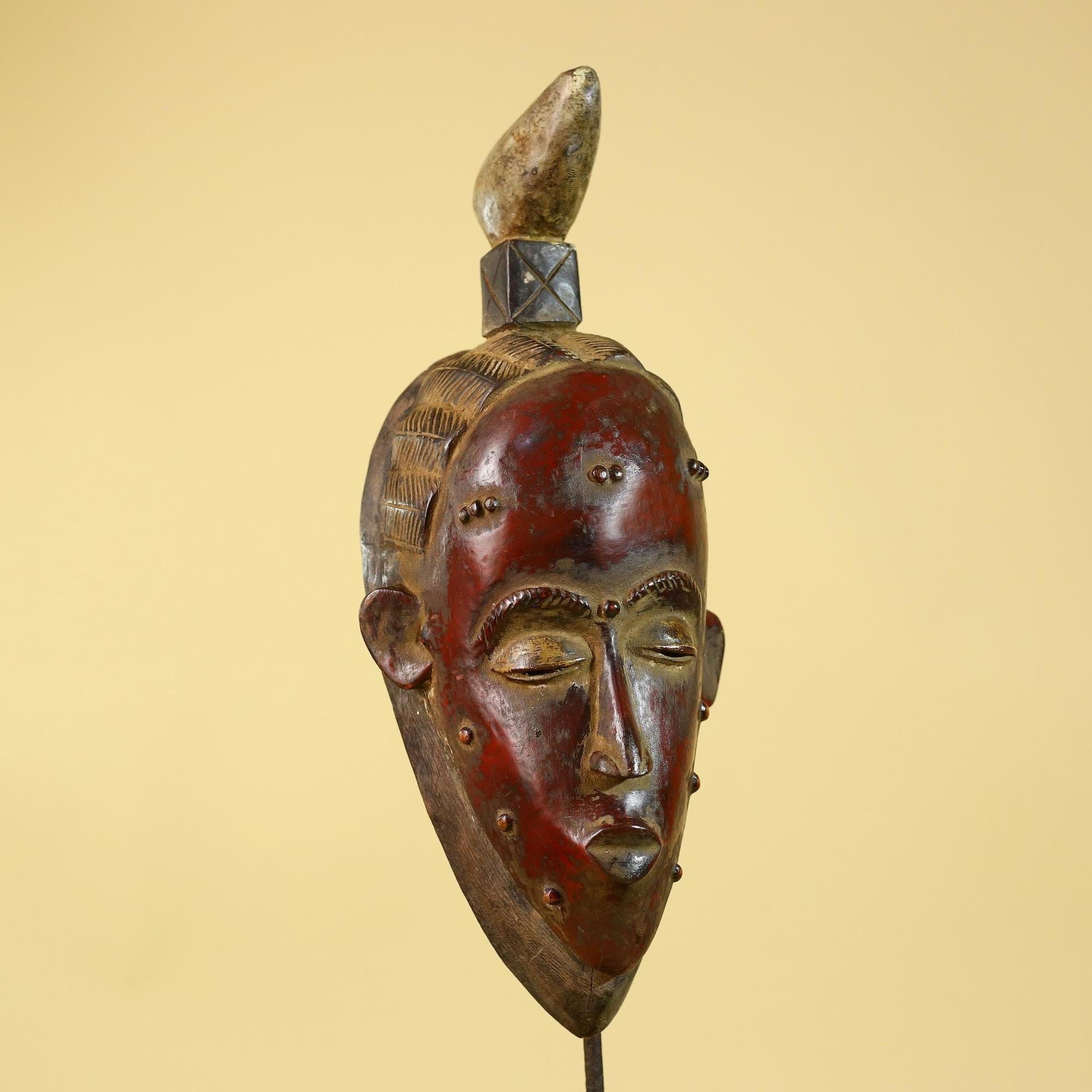 Baule African Mask Hand Carved Wooden Tribal Art Vintage Wall Decor-G6168