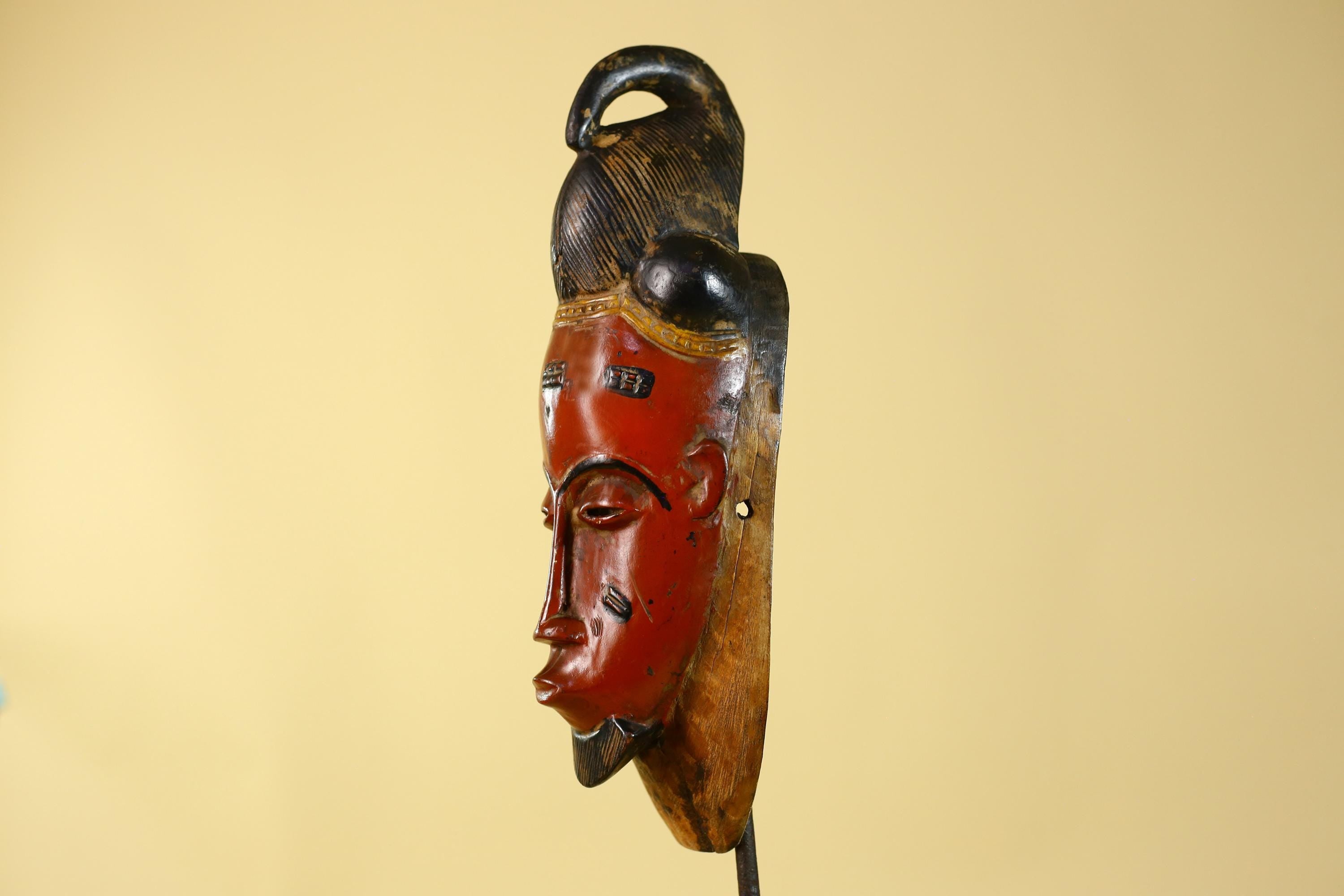 Hand Carved Wooden, Baule African Mask Tribal Art, Vintage African Wall Art-G6169