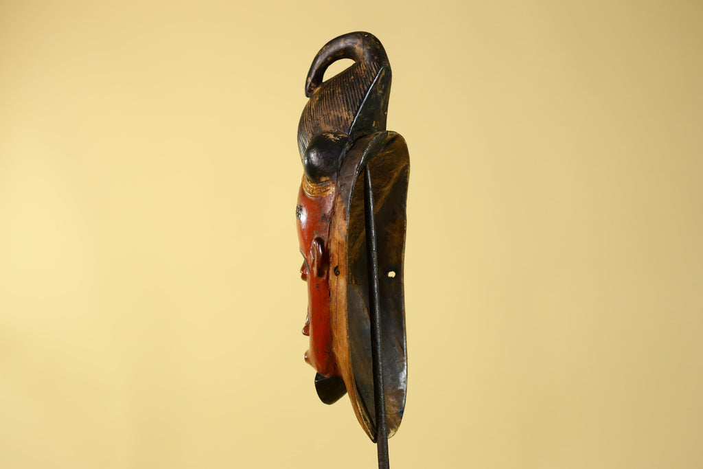 Hand Carved Wooden, Baule African Mask Tribal Art, Vintage African Wall Art-G6169