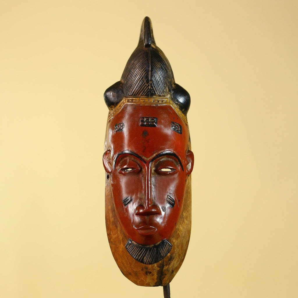 Hand Carved Wooden, Baule African Mask Tribal Art, Vintage African Wall Art-G6169