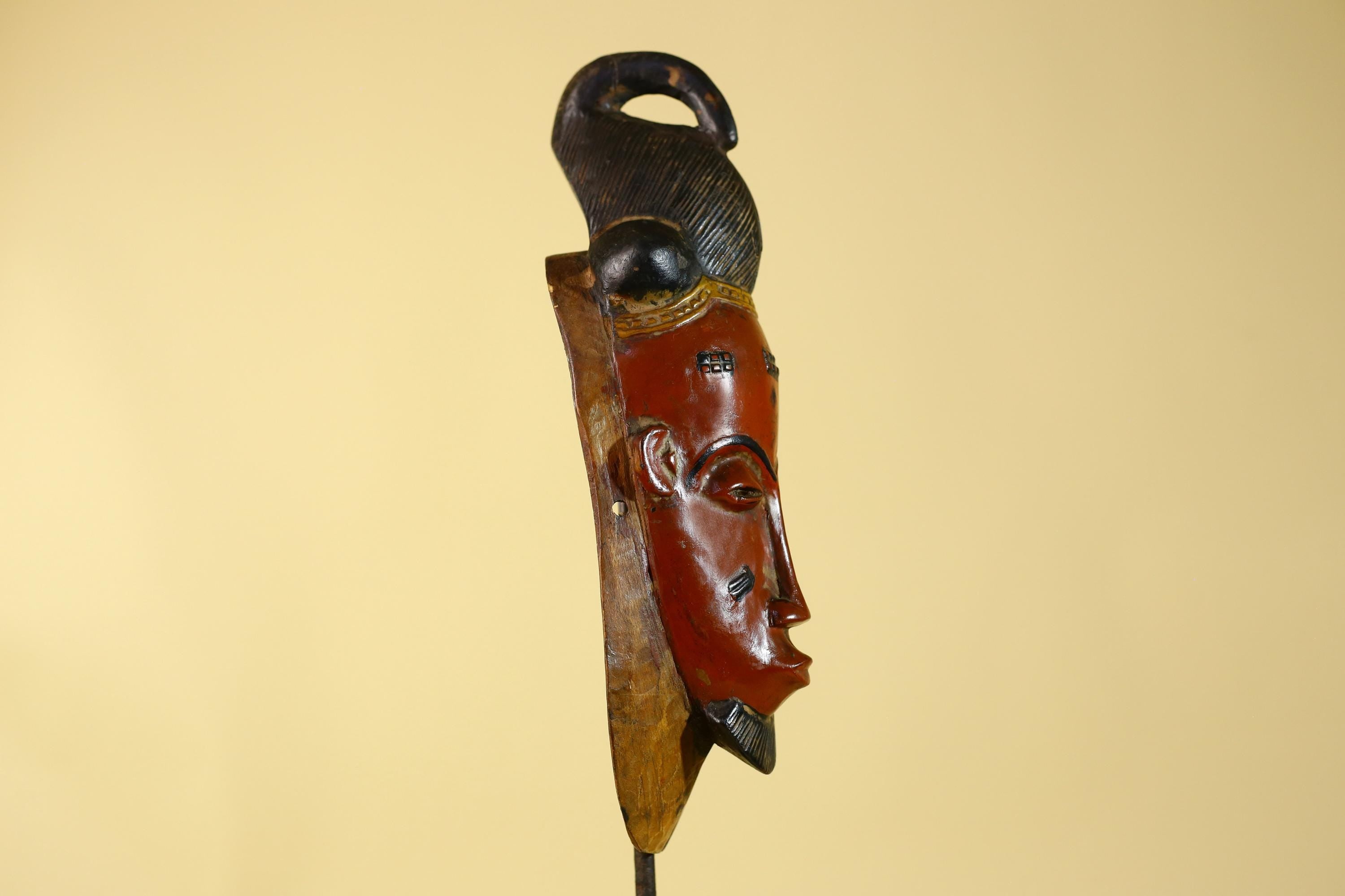 Hand Carved Wooden, Baule African Mask Tribal Art, Vintage African Wall Art-G6169