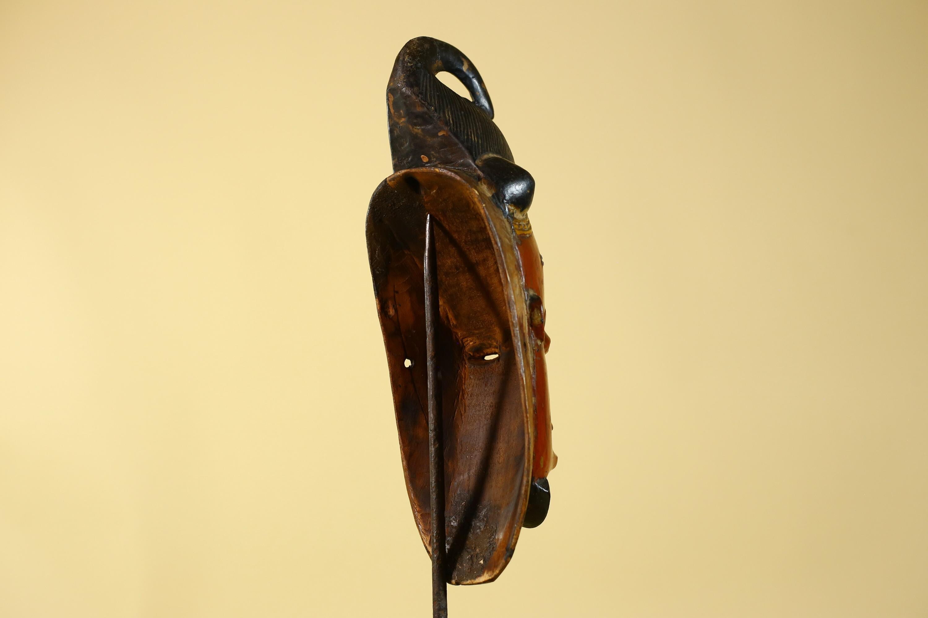 Hand Carved Wooden, Baule African Mask Tribal Art, Vintage African Wall Art-G6169