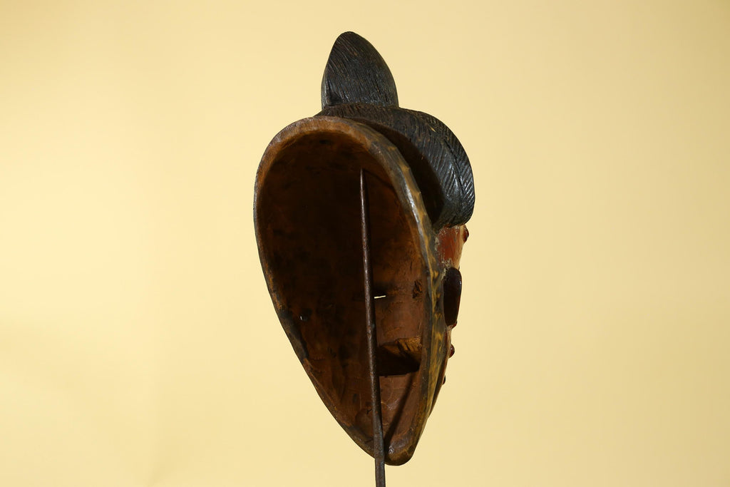 African Mask Hand Carved Wooden- Baule Tribal Art Vintage African Wall Art-G6170