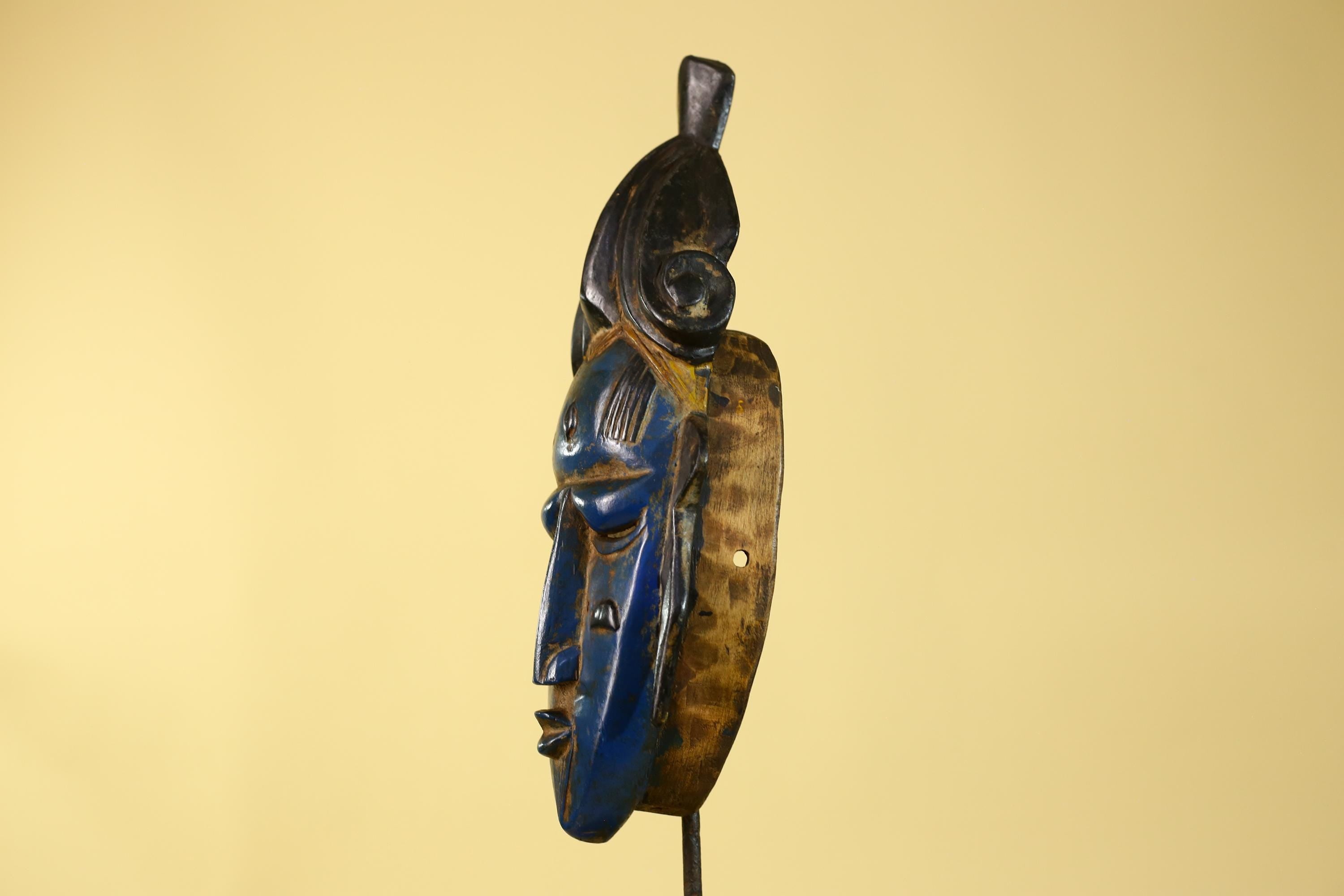 Hand Carved Wooden Tribal Art, Baule Vintage African Wall Decor-G6171