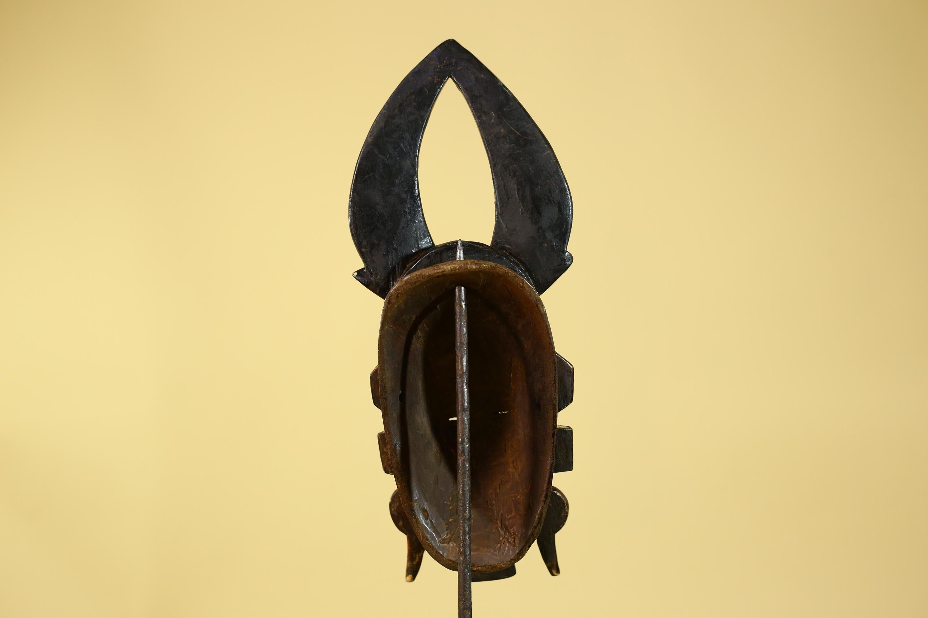 Handmade Baule African Mask with Open Crest–Hand-Carved Wooden Tribal Art-G6172