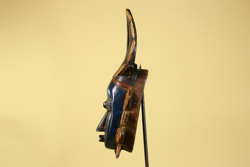 Handmade Baule African Mask with Open Crest–Hand-Carved Wooden Tribal Art-G6172